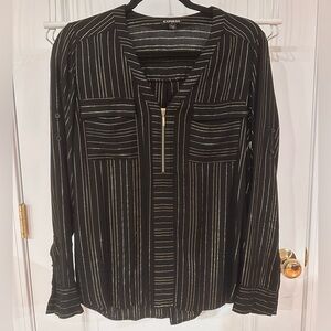 Express Black Top with Gold Accents